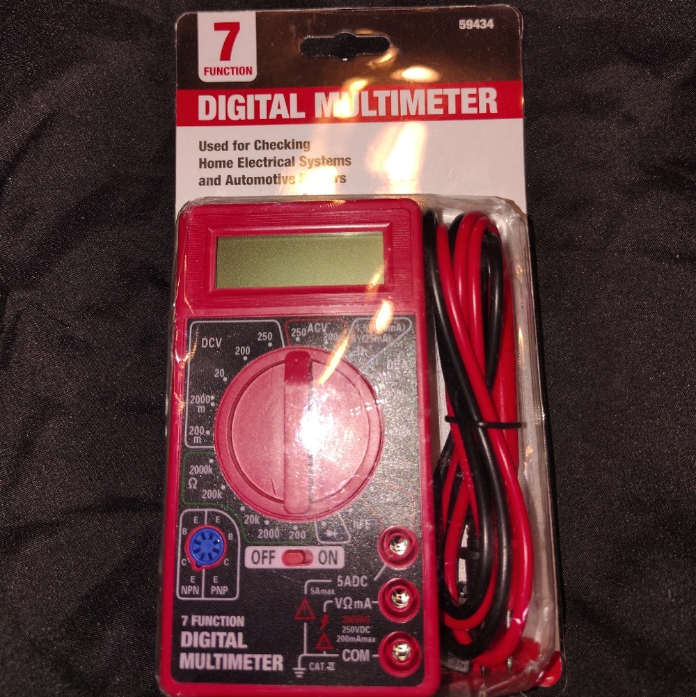 Digital Multimeter with Red and Black Cables